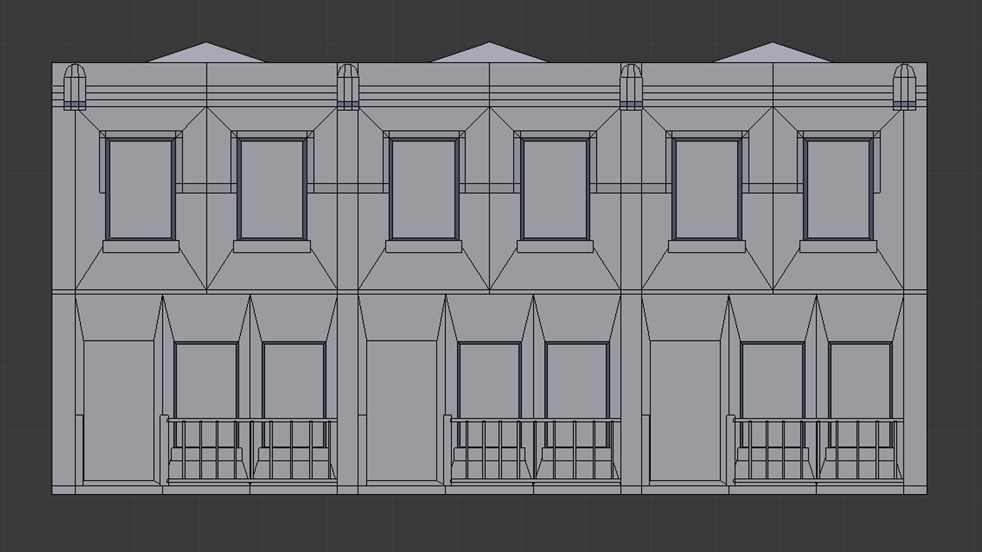 Apartment - Game Ready brick building with roof Low-poly 3D model_12