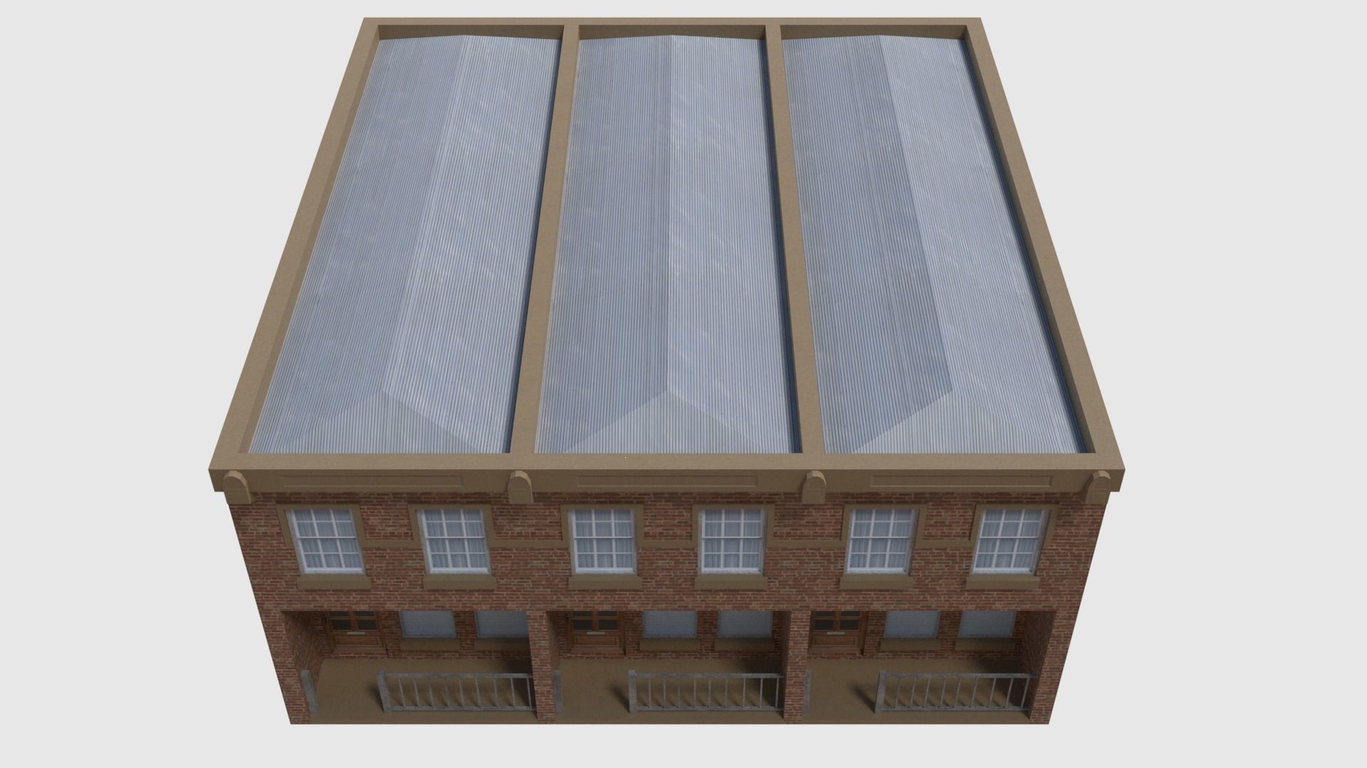 Apartment - Game Ready brick building with roof Low-poly 3D model_9