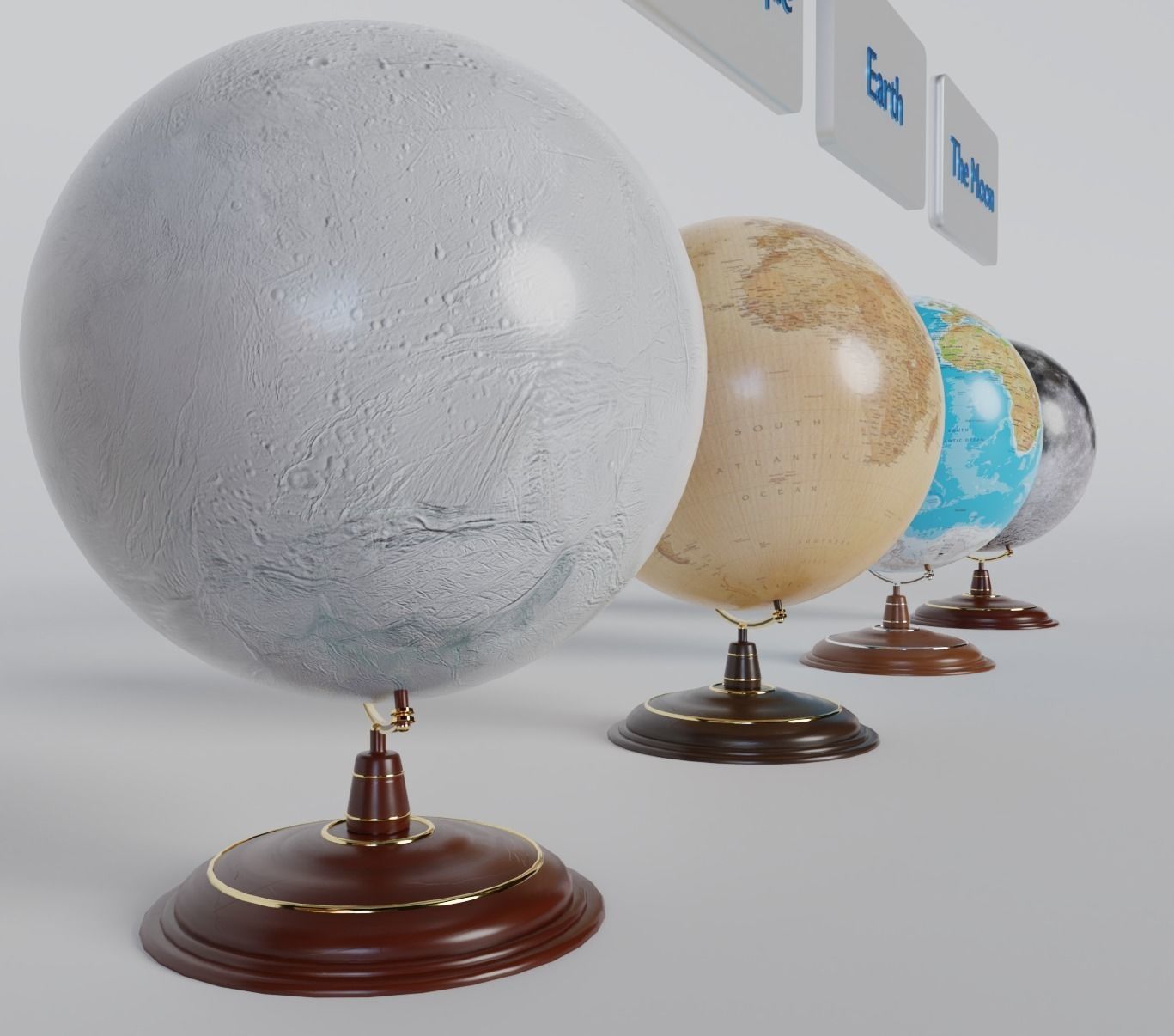 World-Earth and Celstial Bodies Globe Low-poly 3D model_3