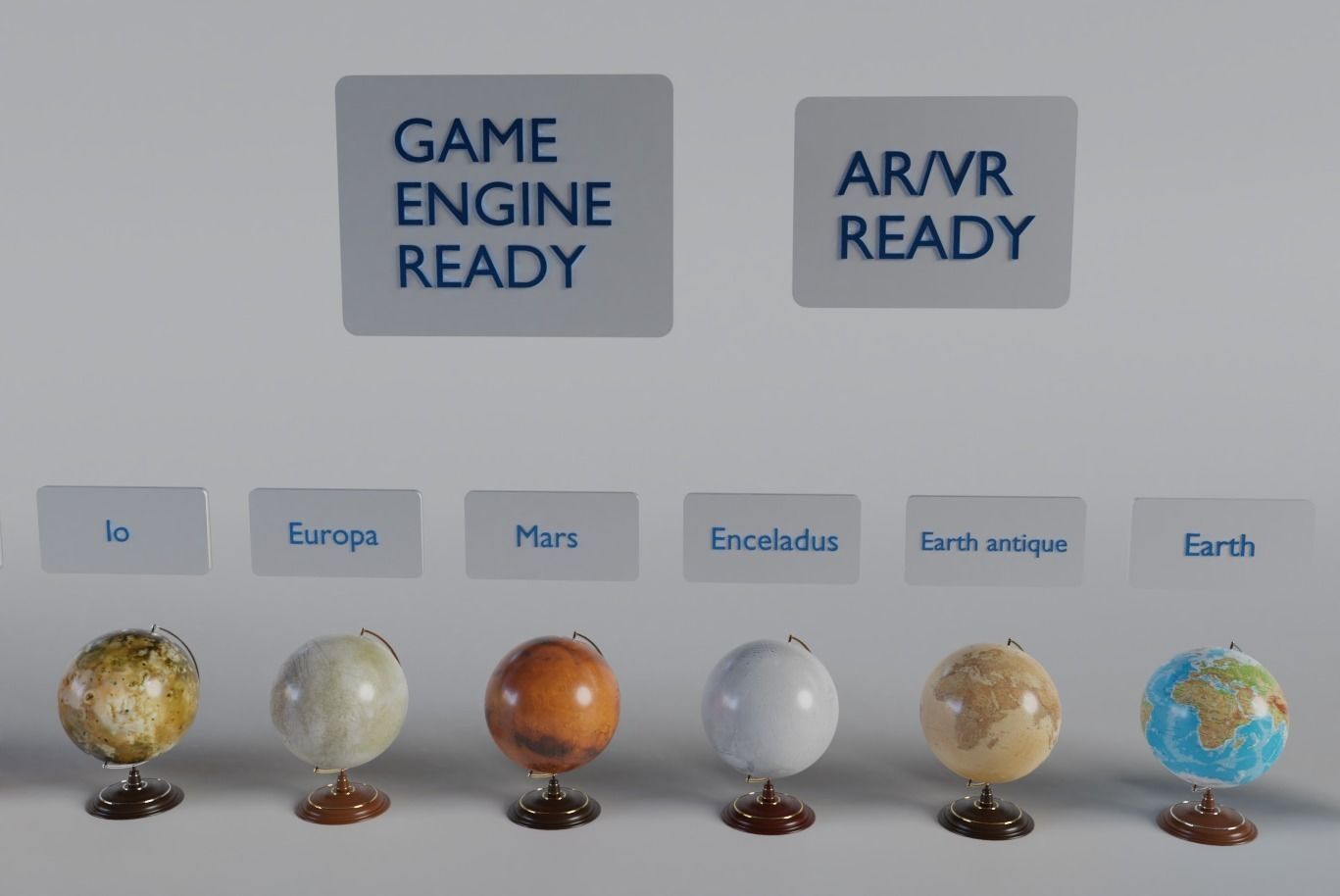 World-Earth and Celstial Bodies Globe Low-poly 3D model_1