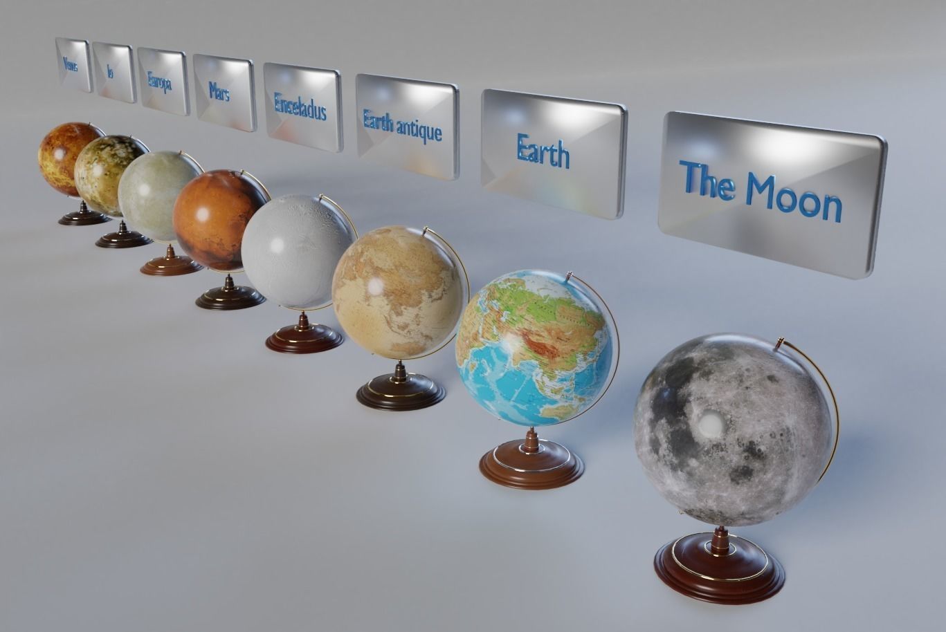 World-Earth and Celstial Bodies Globe Low-poly 3D model_2