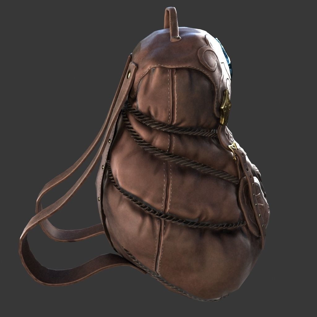 Backpack leather zelda 3D model_4