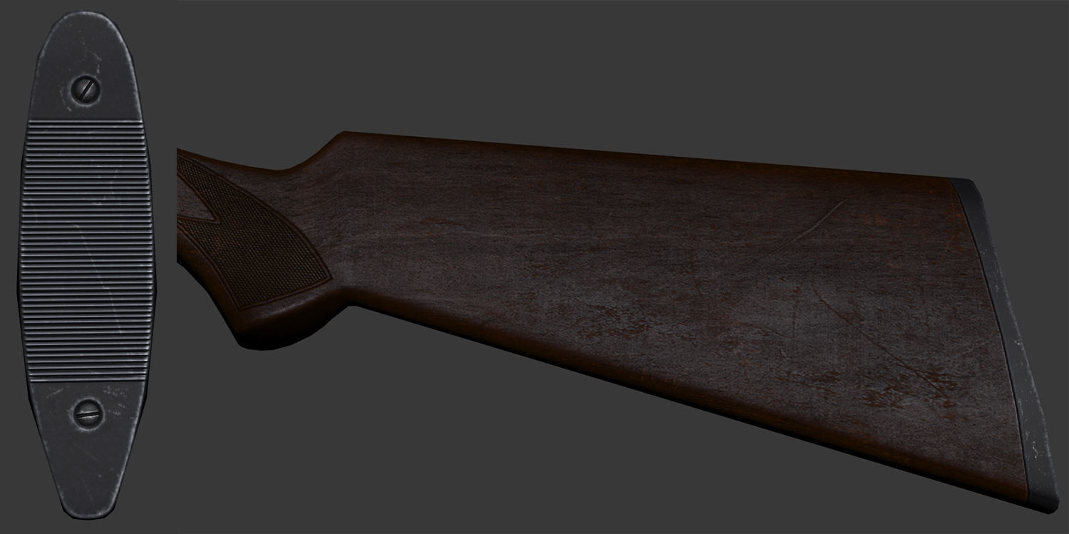 Stevens M520 Pump Action Shotgun - High and Low Poly Low-poly 3D model_7