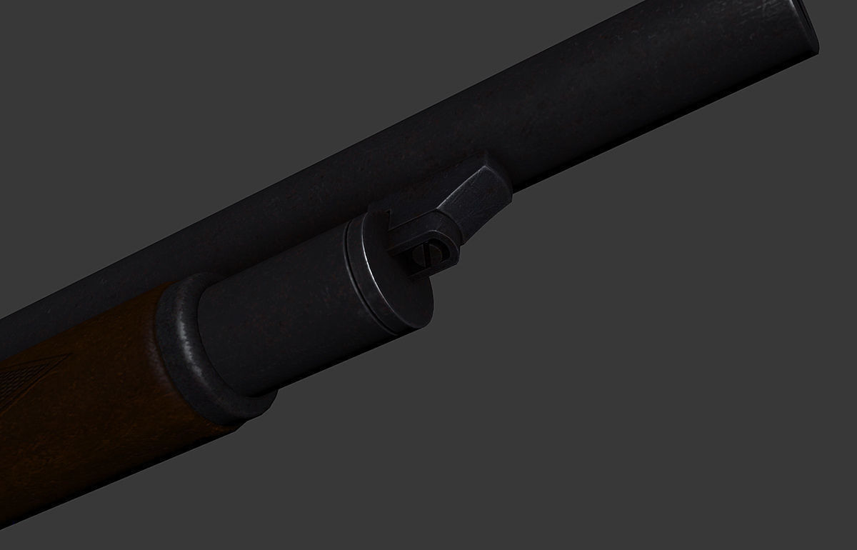 Stevens M520 Pump Action Shotgun - High and Low Poly Low-poly 3D model_11