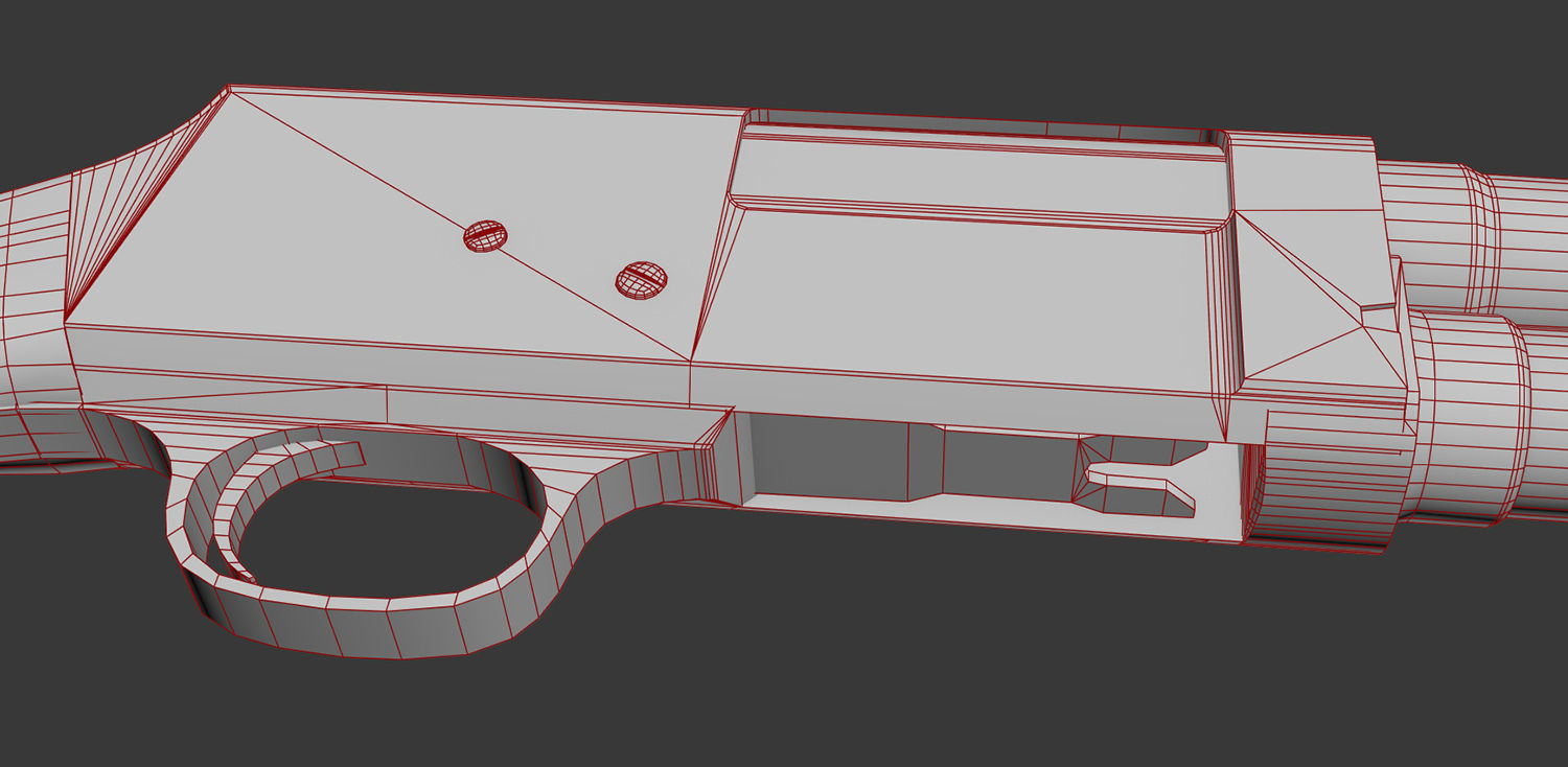 Stevens M520 Pump Action Shotgun - High and Low Poly Low-poly 3D model_14
