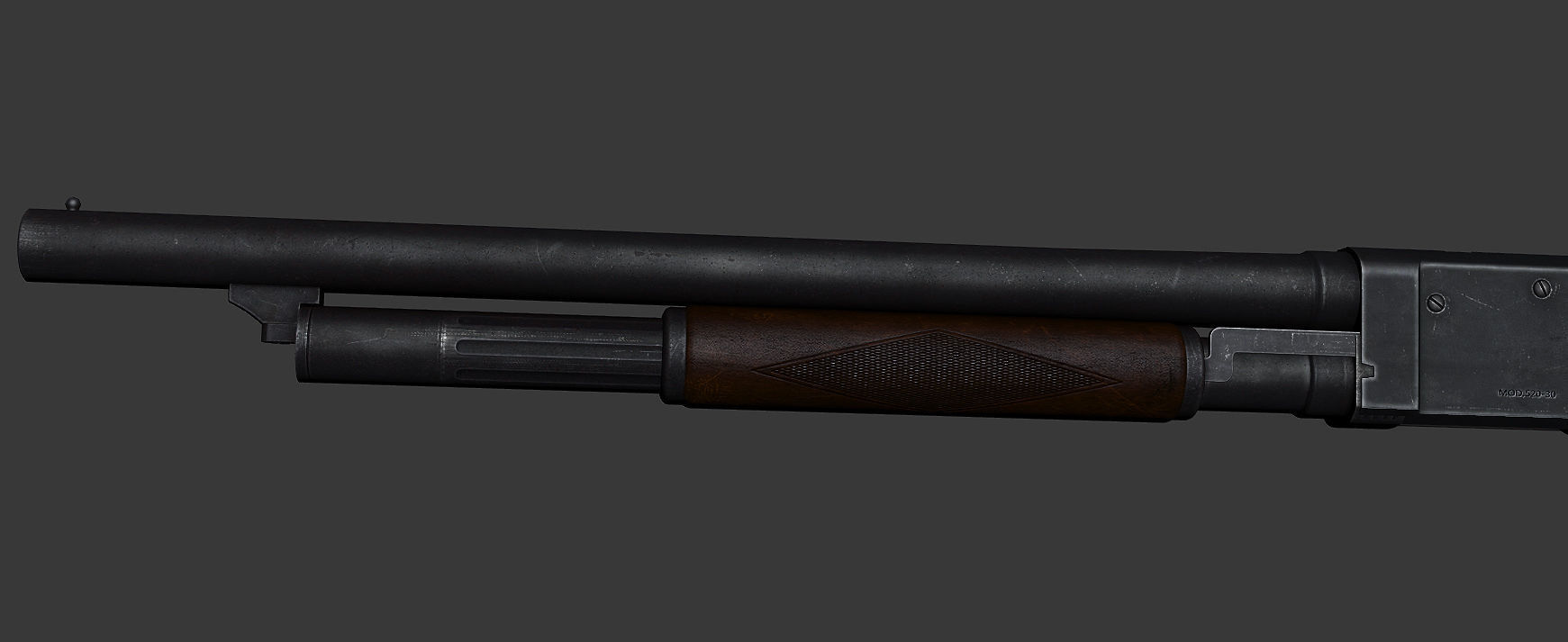 Stevens M520 Pump Action Shotgun - High and Low Poly Low-poly 3D model_4