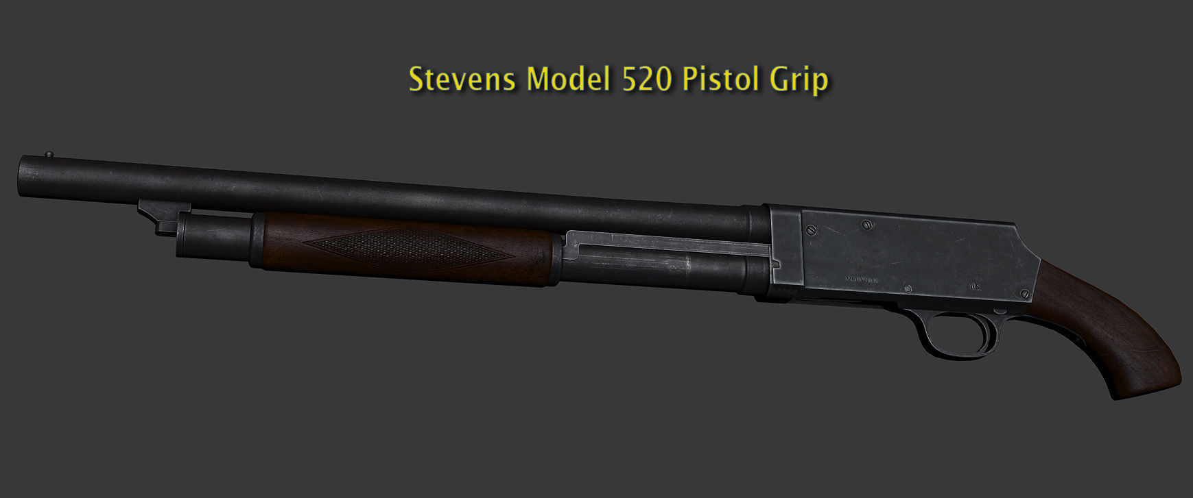 Stevens M520 Pump Action Shotgun - High and Low Poly Low-poly 3D model_1