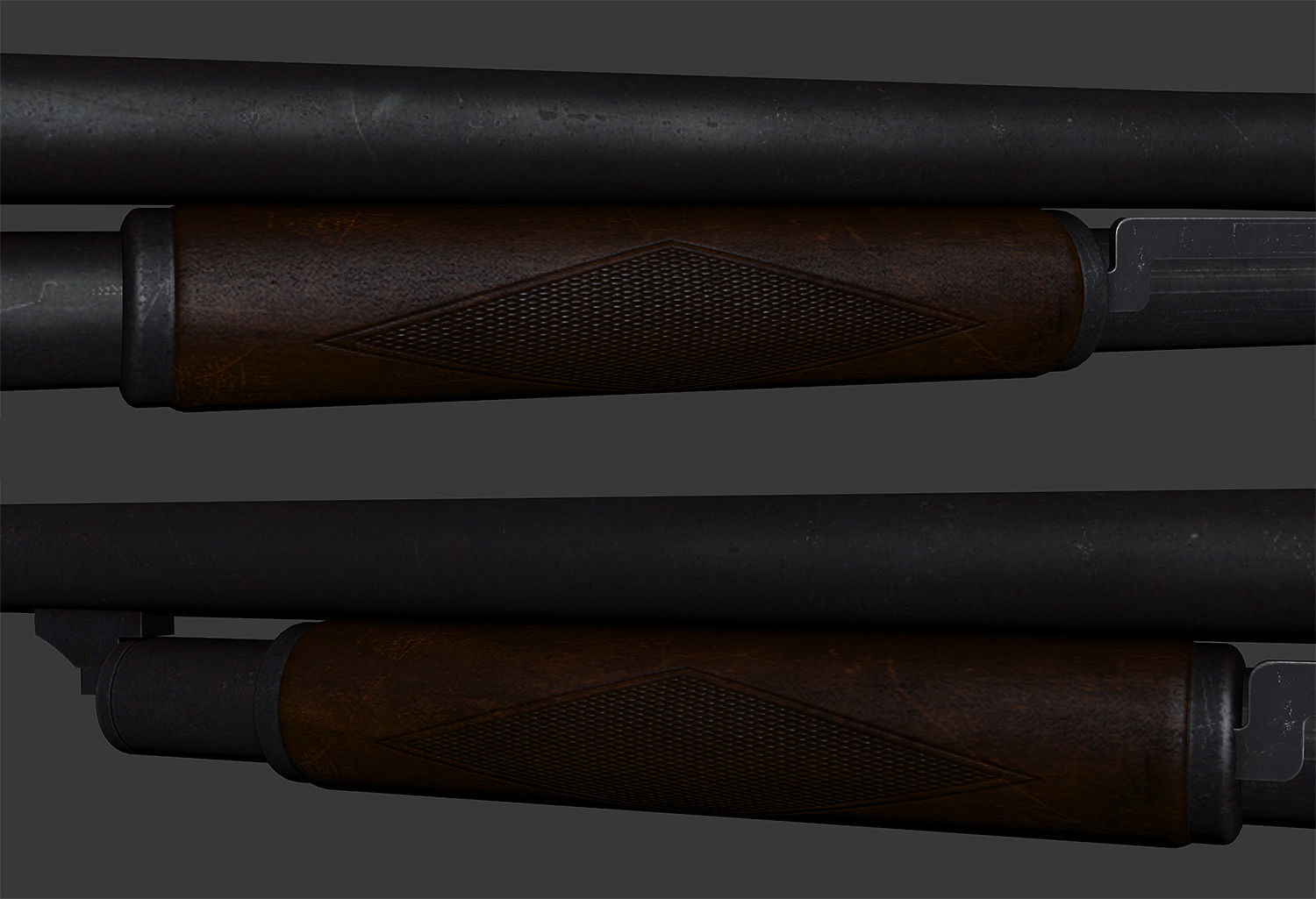 Stevens M520 Pump Action Shotgun - High and Low Poly Low-poly 3D model_12