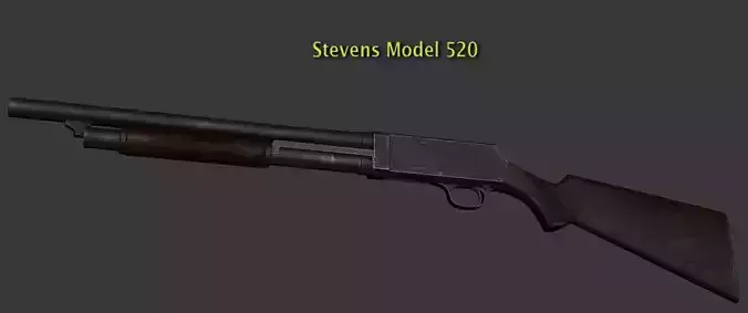 Stevens M520 Pump Action Shotgun - High and Low Poly