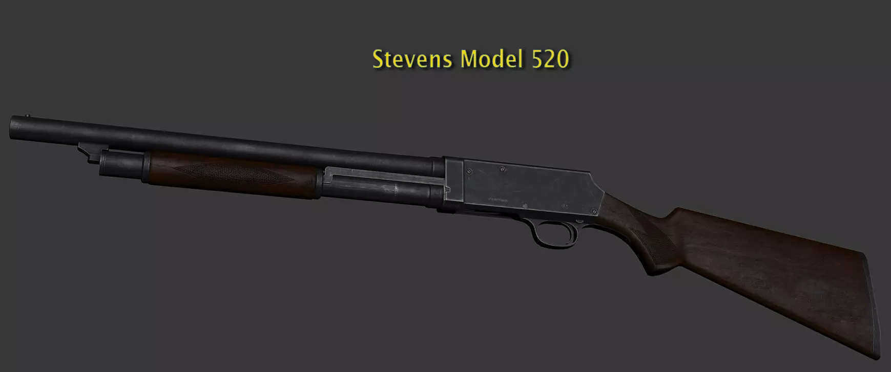 Stevens M520 Pump Action Shotgun - High and Low Poly Low-poly 3D model_0
