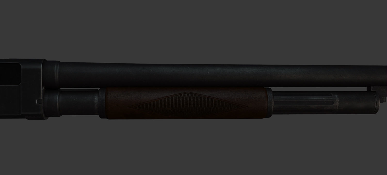 Stevens M520 Pump Action Shotgun - High and Low Poly Low-poly 3D model_9