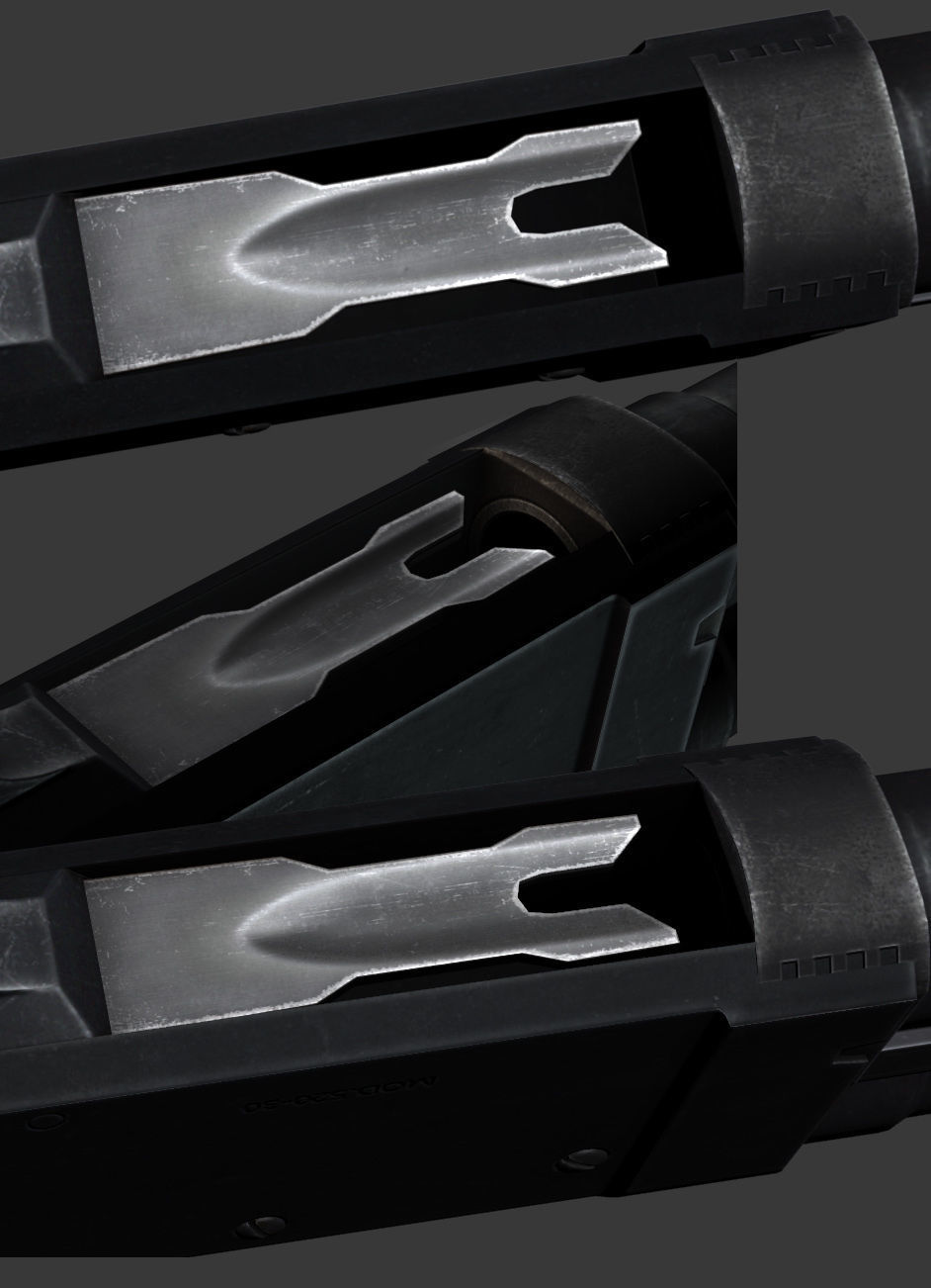 Stevens M520 Pump Action Shotgun - High and Low Poly Low-poly 3D model_10