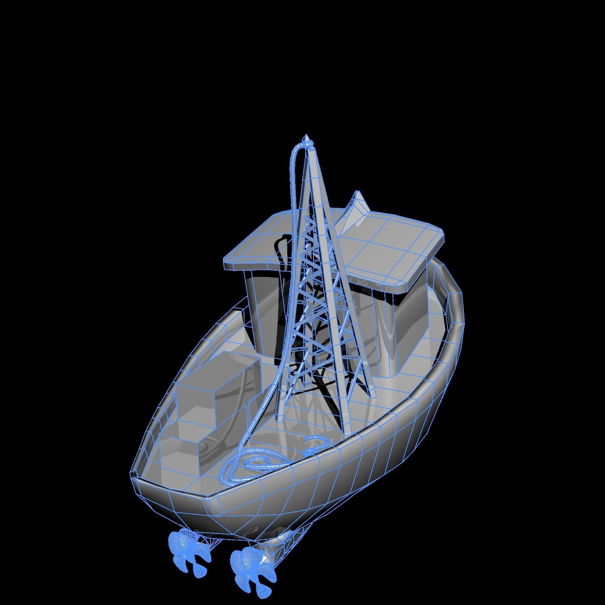 cargo boat Low-poly 3D model_4