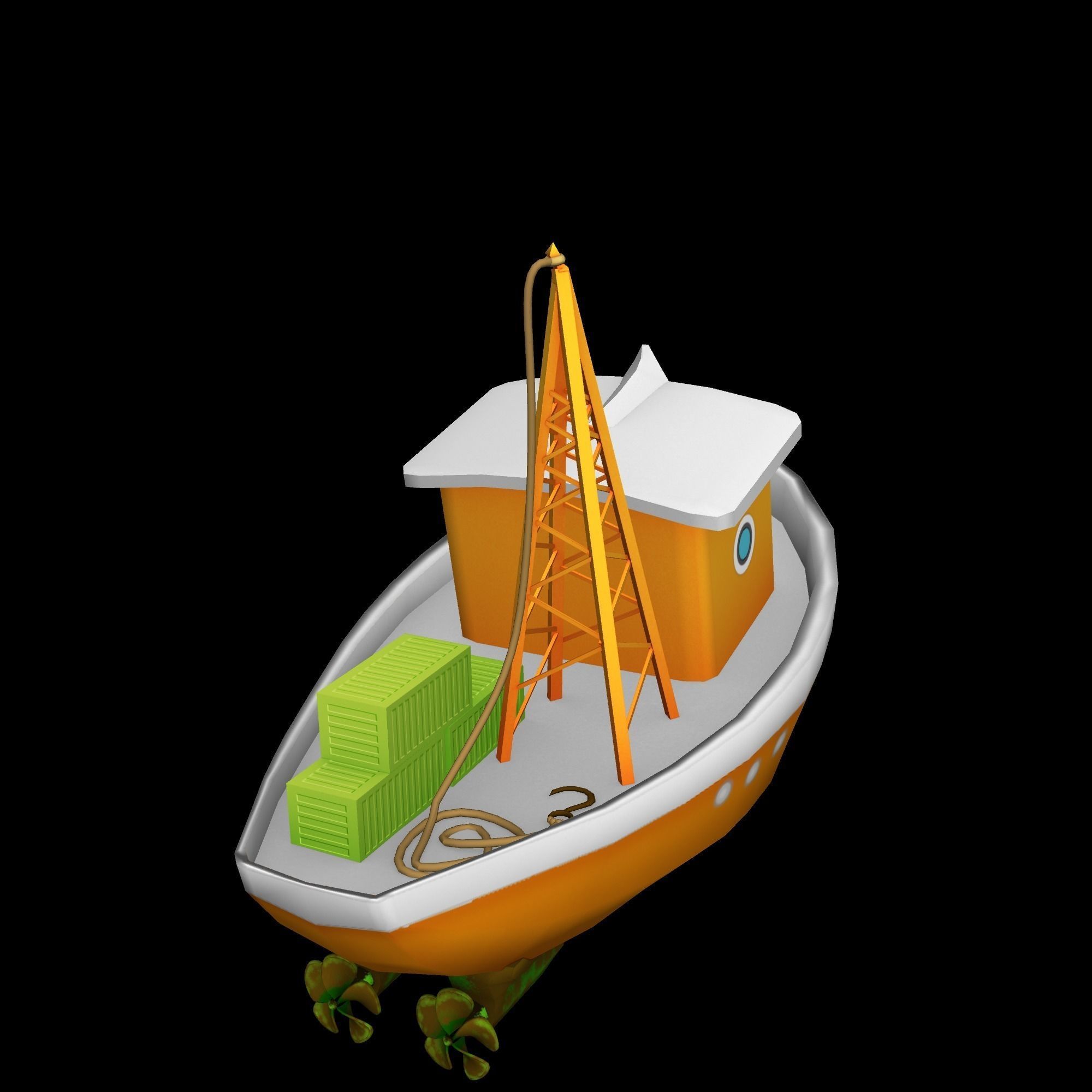 cargo boat Low-poly 3D model_2