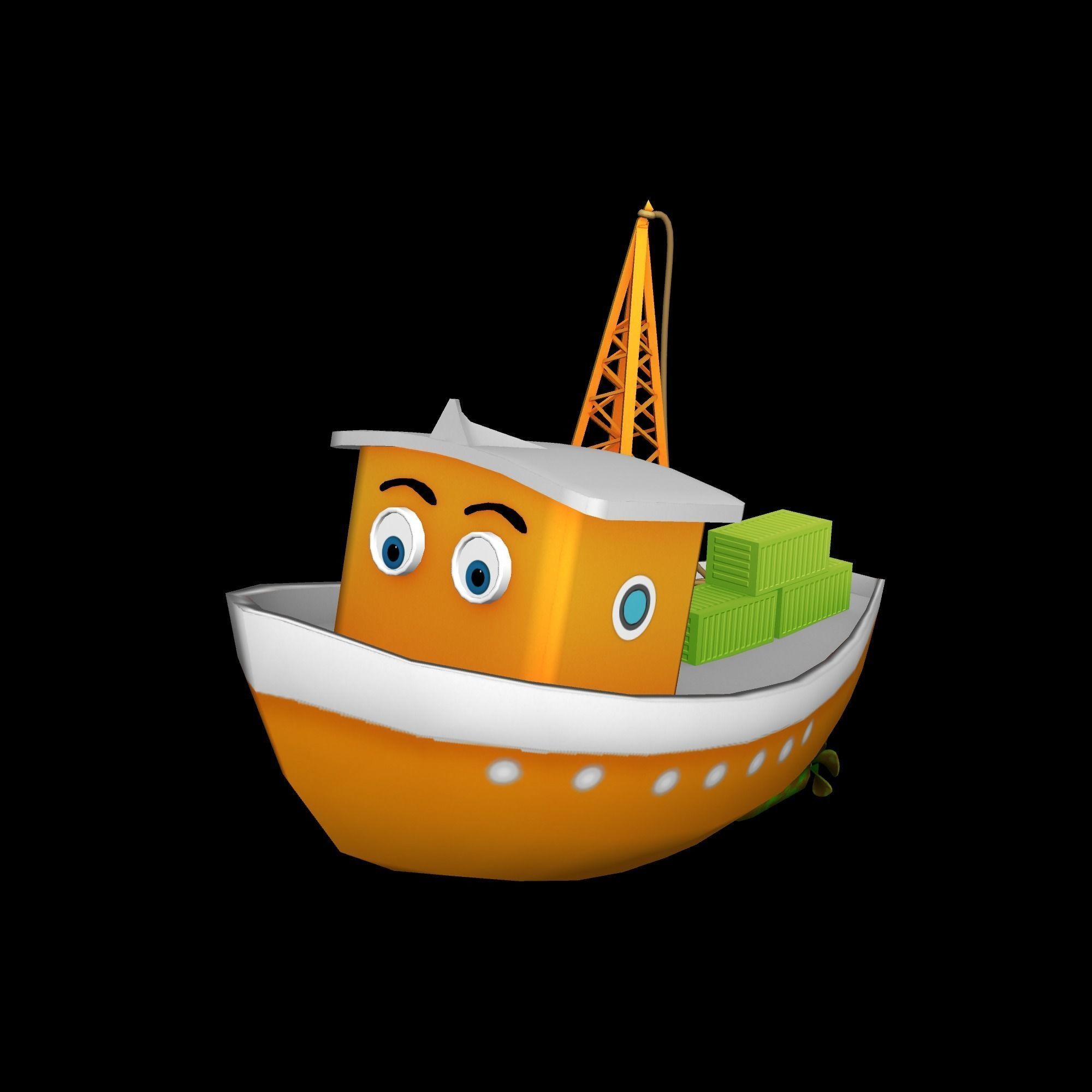 cargo boat Low-poly 3D model_5