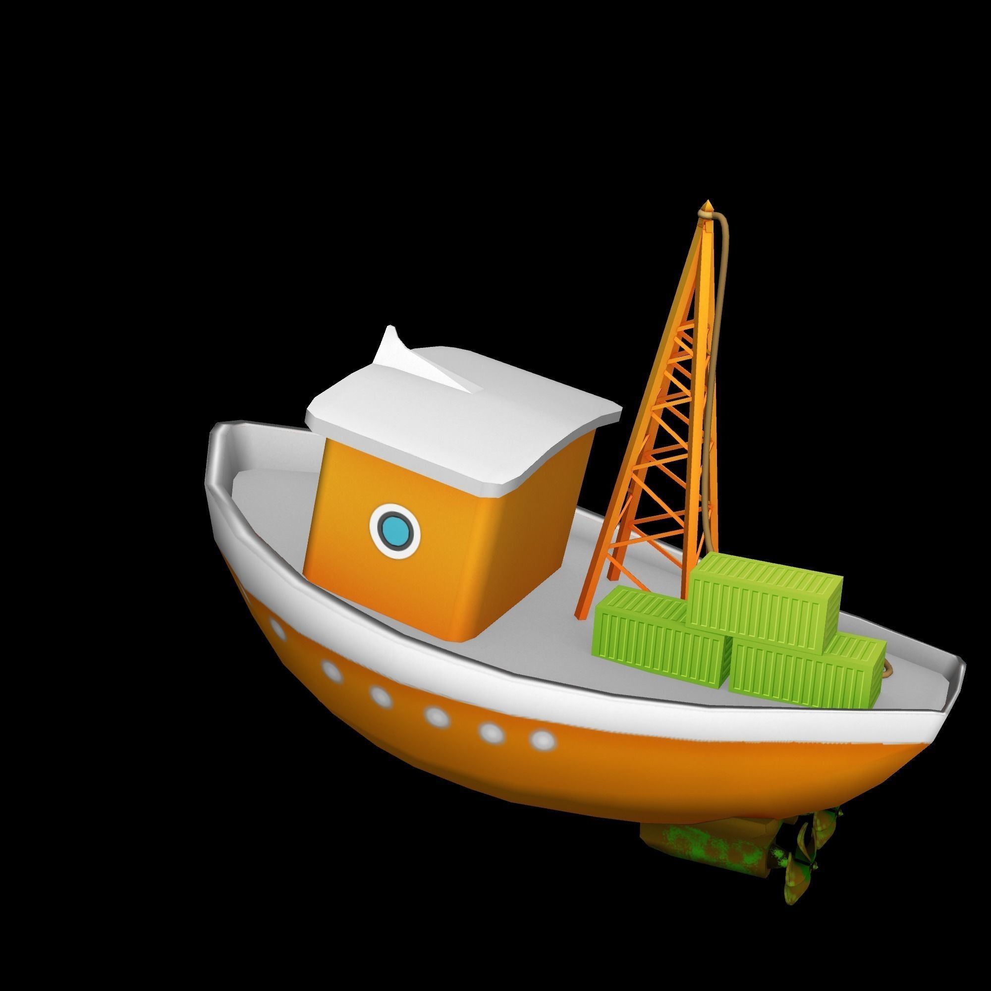 cargo boat Low-poly 3D model_6