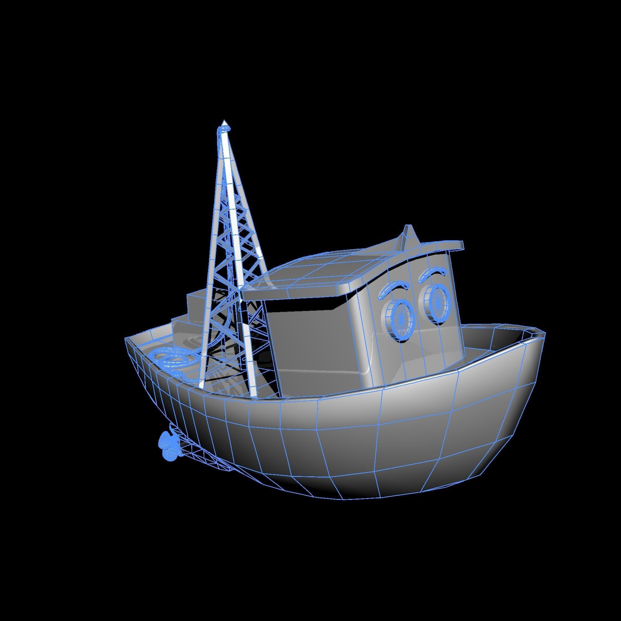 cargo boat Low-poly 3D model_3