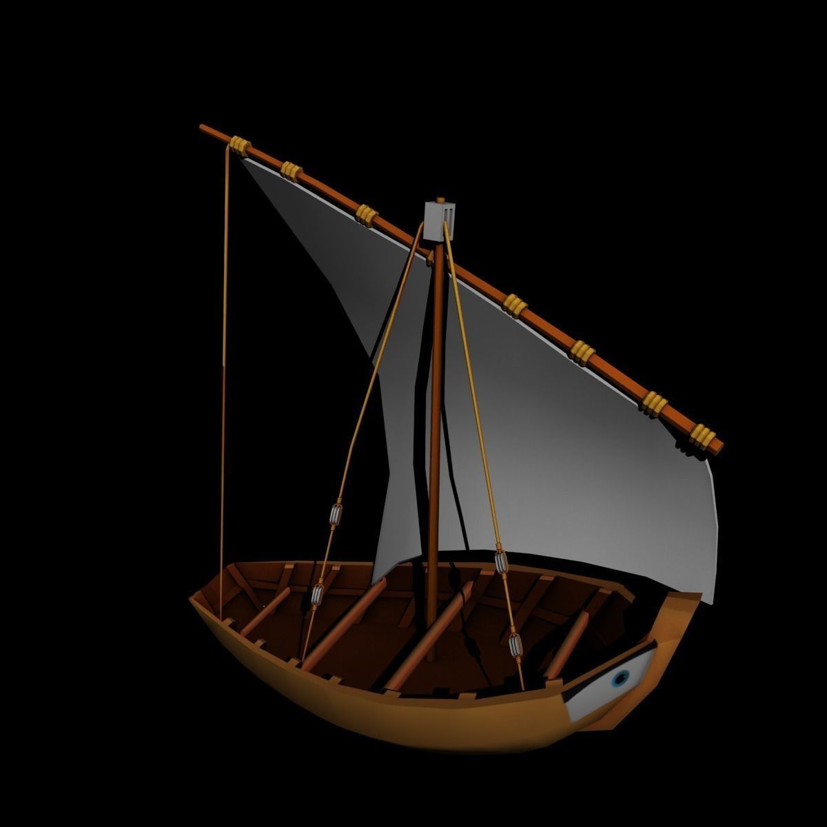 cargo boat Low-poly 3D model_0