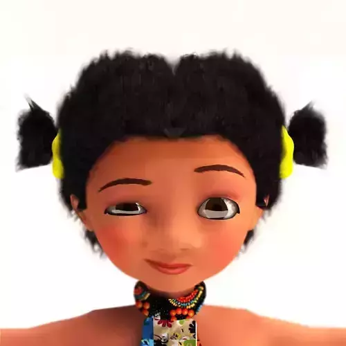 beautiful cartoon character rigged with blend shapes