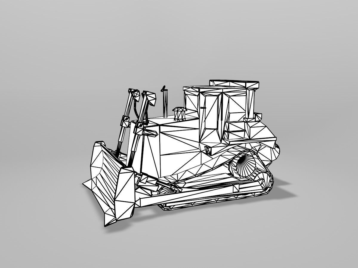 Old Bulldozer Low-poly 3D model_1