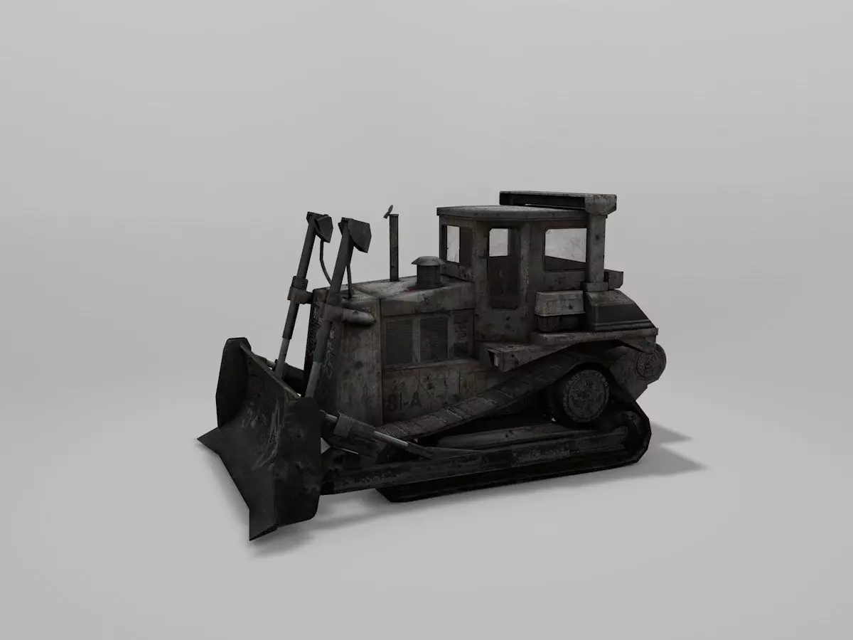 Old Bulldozer Low-poly 3D model_0