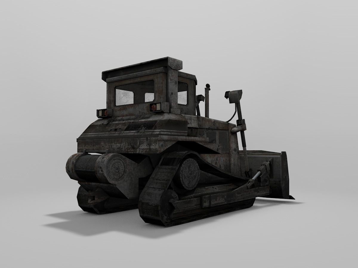 Old Bulldozer Low-poly 3D model_4