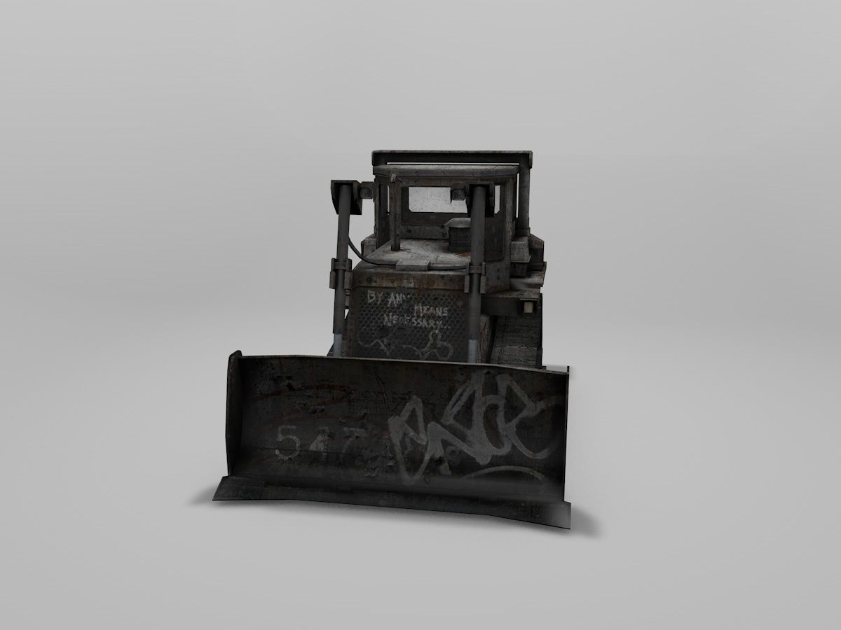 Old Bulldozer Low-poly 3D model_3
