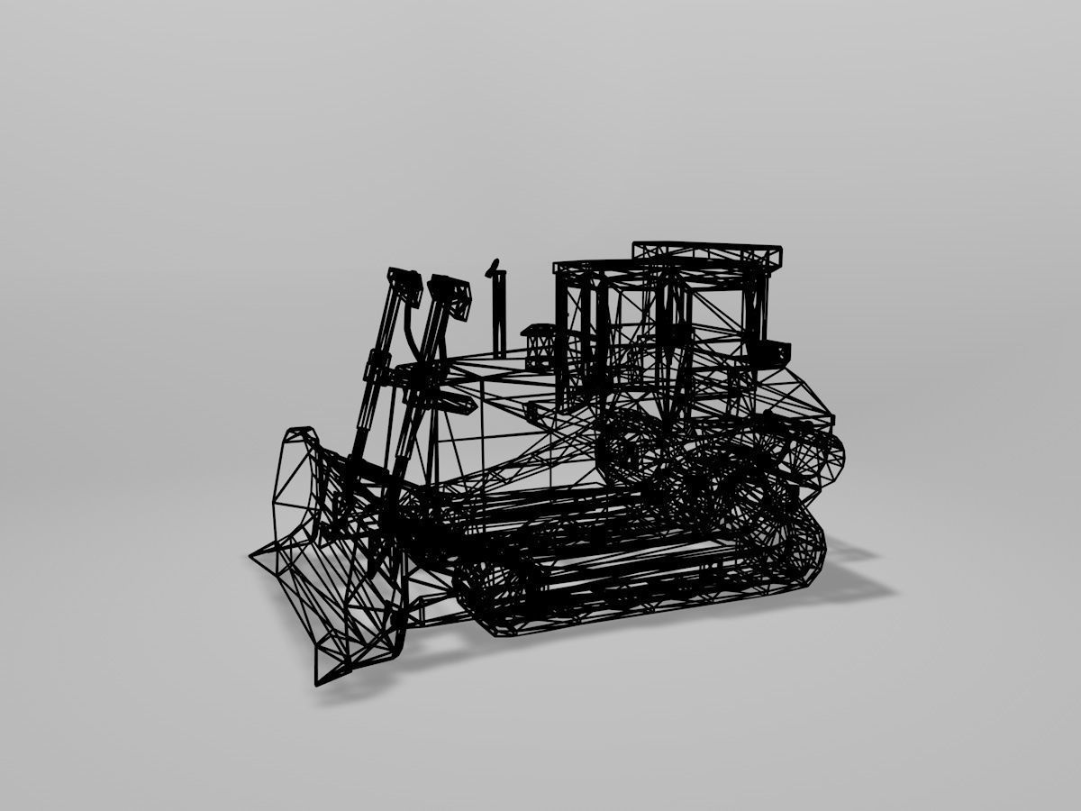 Old Bulldozer Low-poly 3D model_2