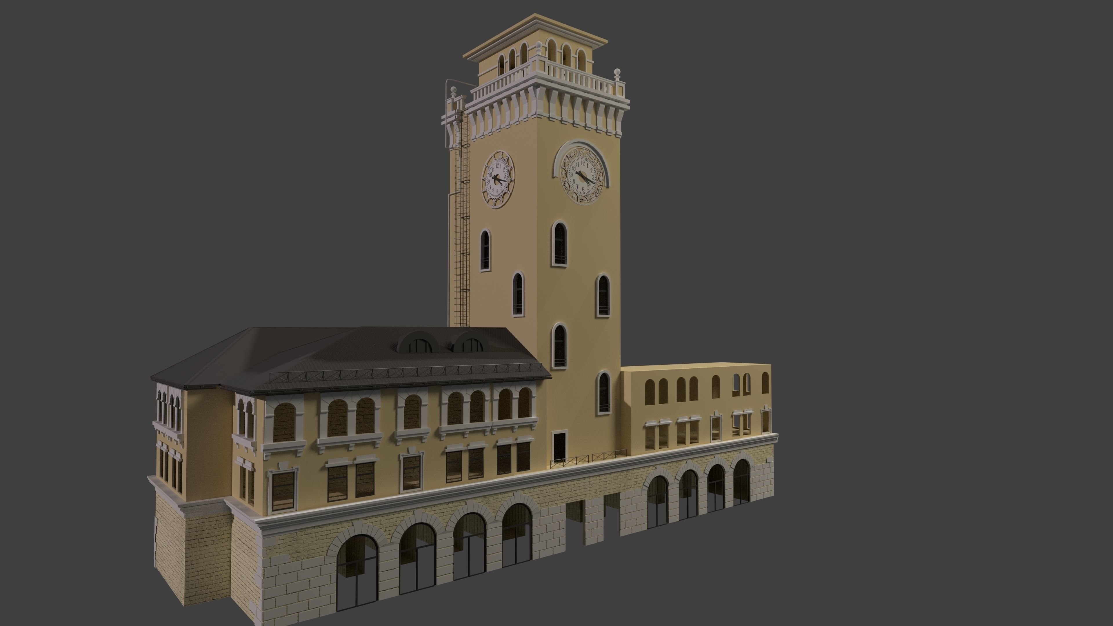 the clock tower in Sochi 3D model_1