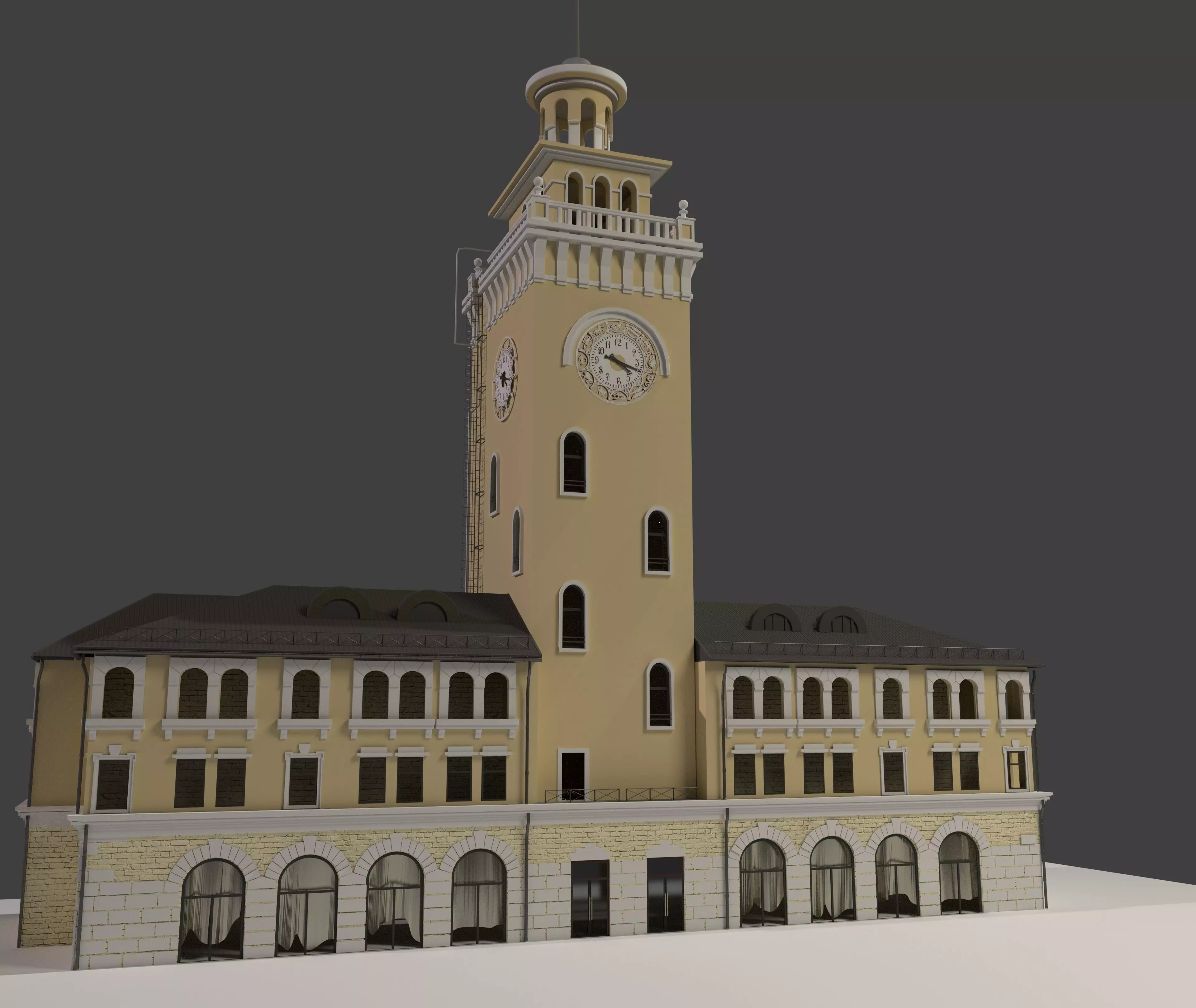 the clock tower in Sochi 3D model_0