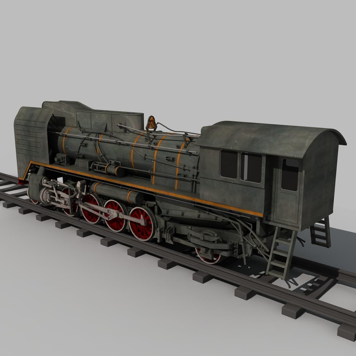 Old Steam Train 3D model_3