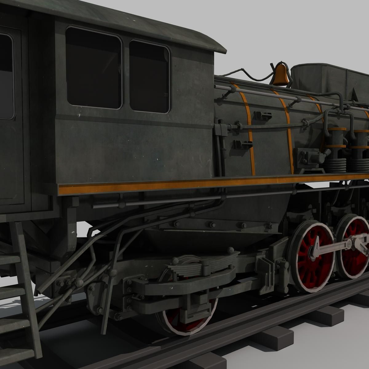 Old Steam Train 3D model_9