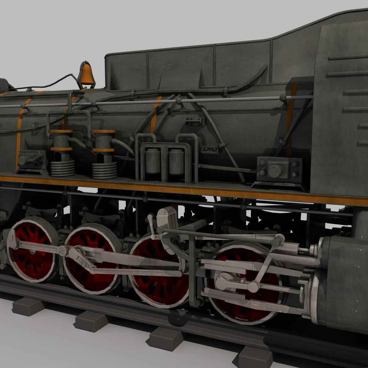 Old Steam Train 3D model_6