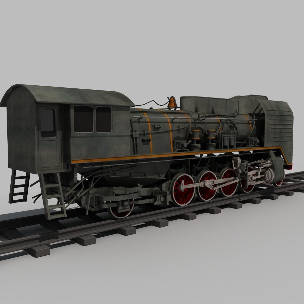 Old Steam Train 3D model_1
