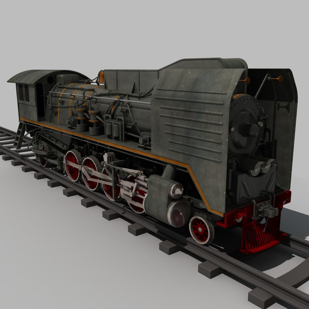 Old Steam Train 3D model_4