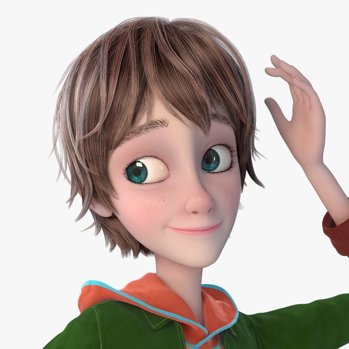 Cartoon Boy Rigged 3D model_0