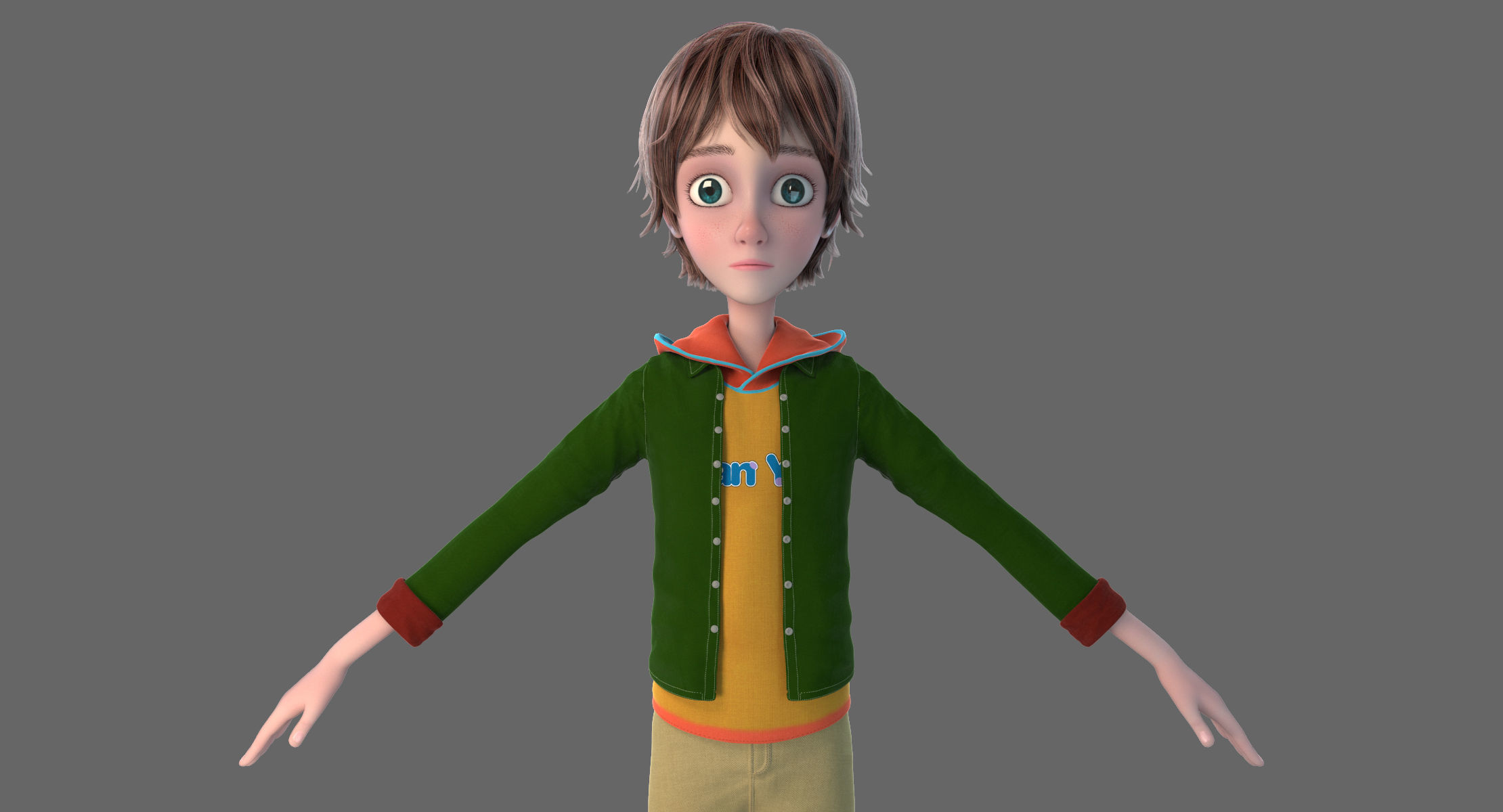 Cartoon Boy Rigged 3D model_15