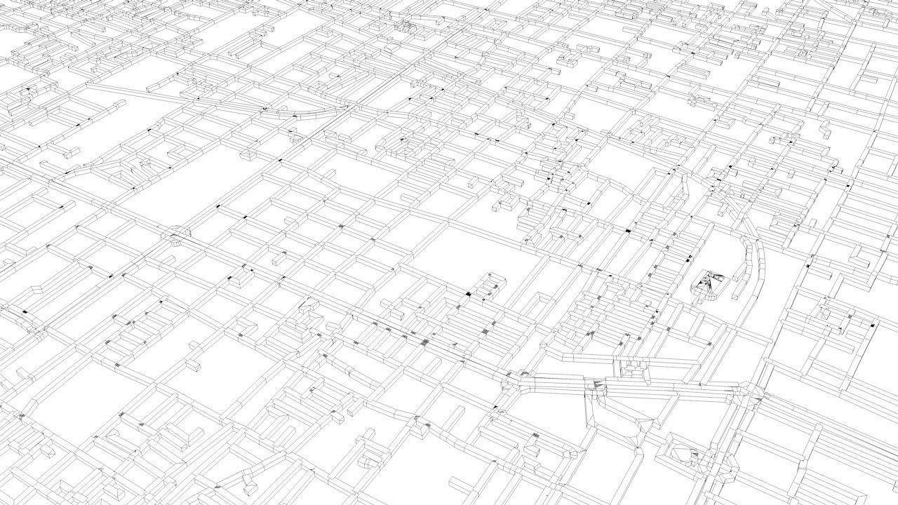 Kyoto Road Network and Streets 3D model_11
