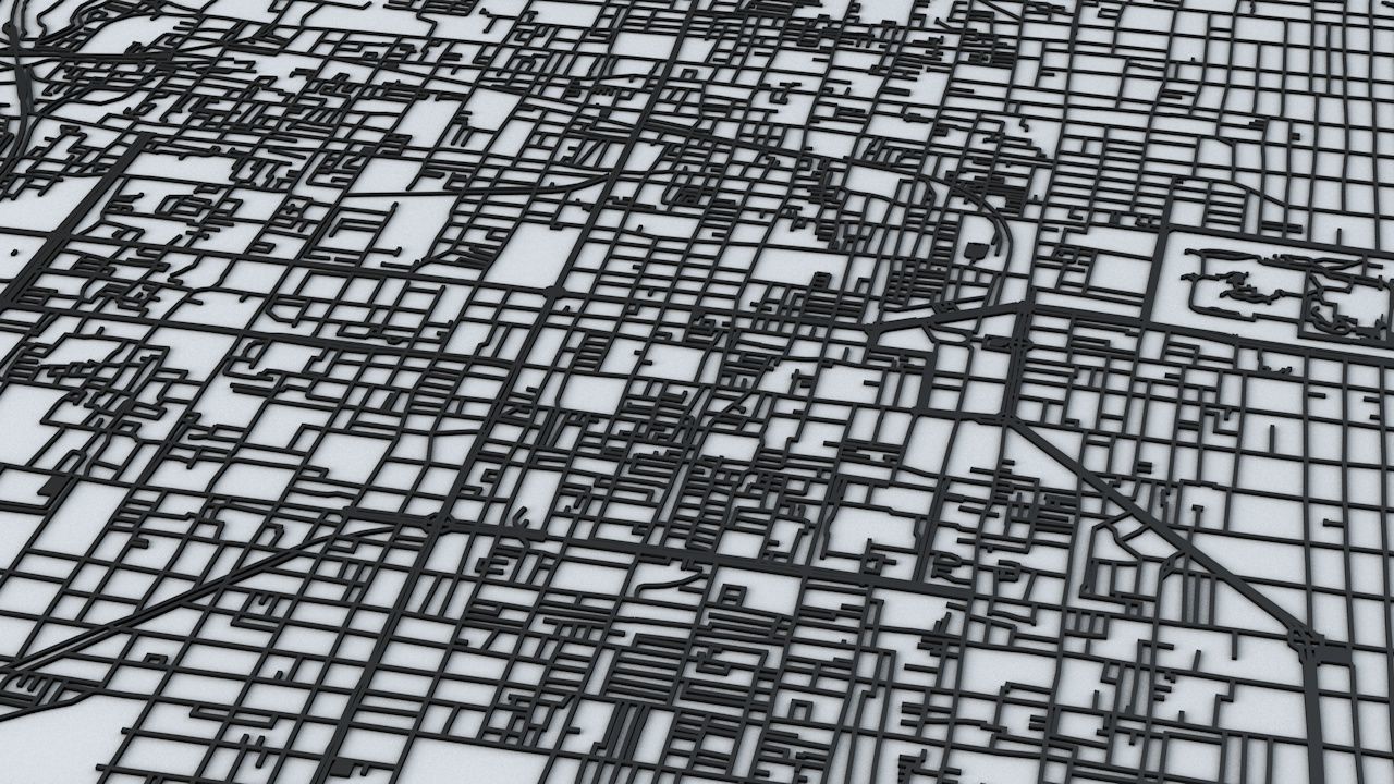 Kyoto Road Network and Streets 3D model_7