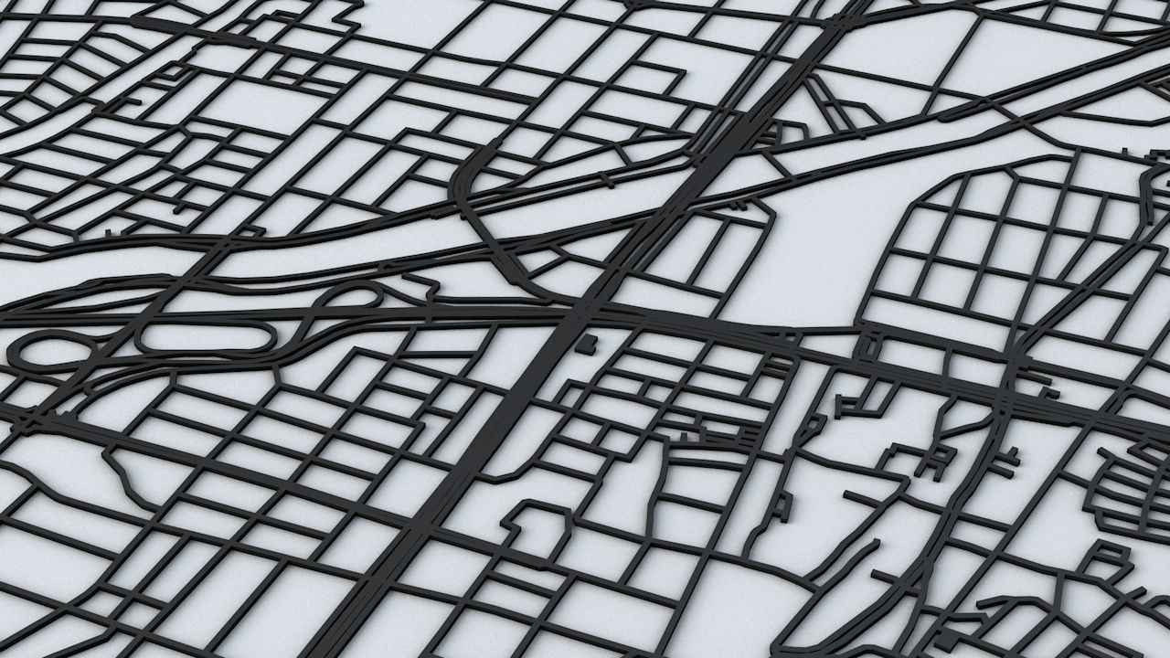 Kyoto Road Network and Streets 3D model_4