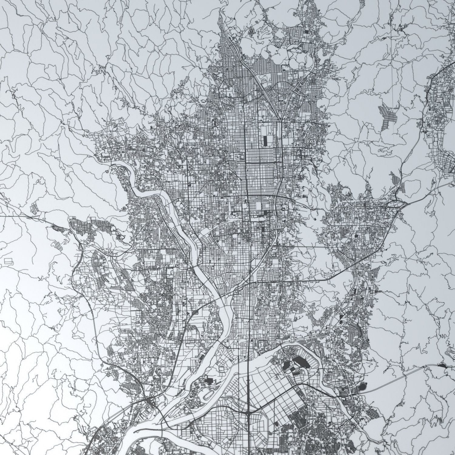 Kyoto Road Network and Streets 3D model_1