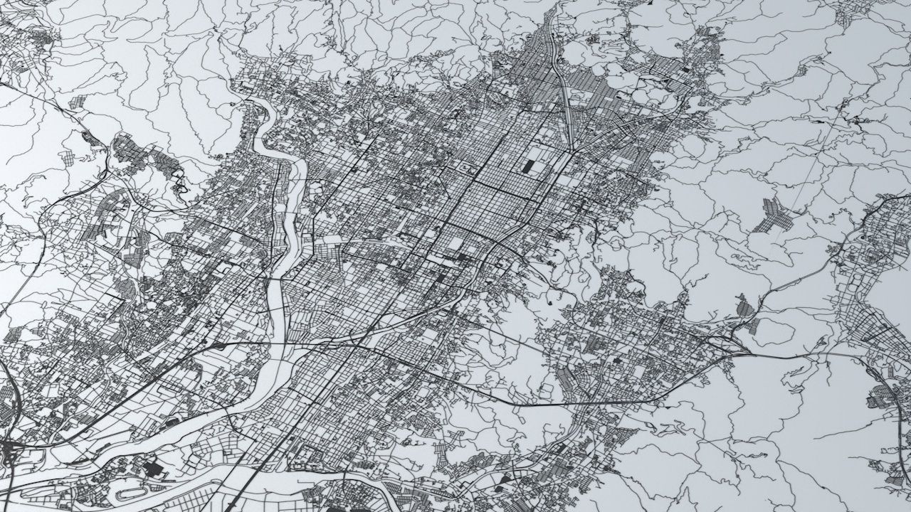 Kyoto Road Network and Streets 3D model_2