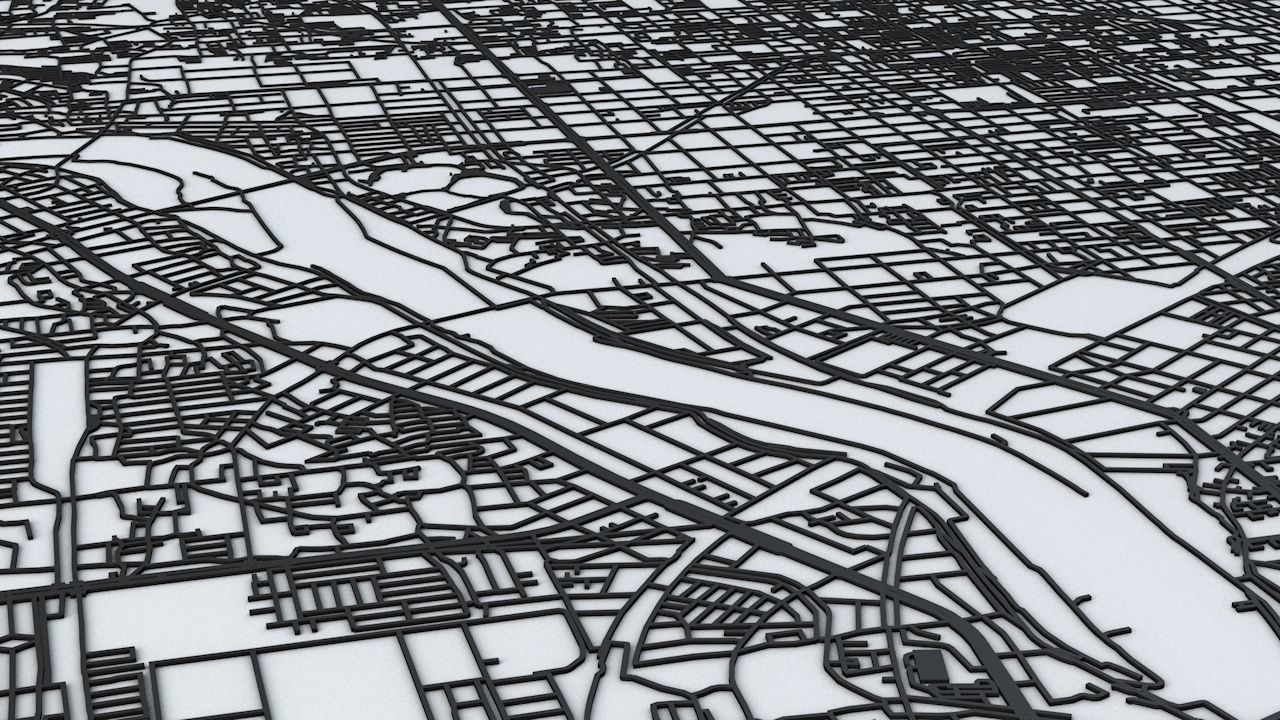 Kyoto Road Network and Streets 3D model_6