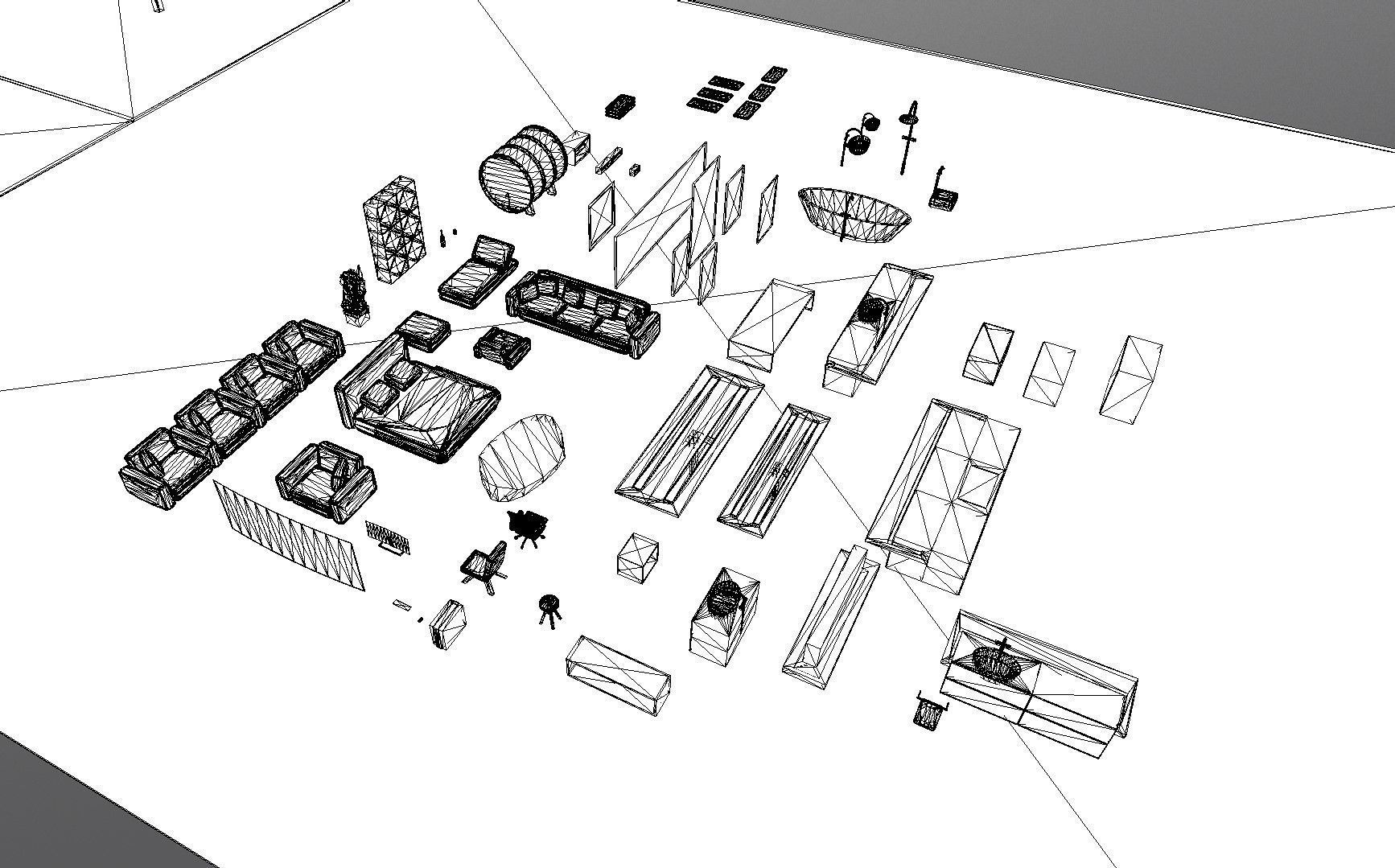 Modern Mansion Complete Modular Asset Kit Low-poly 3D model_29