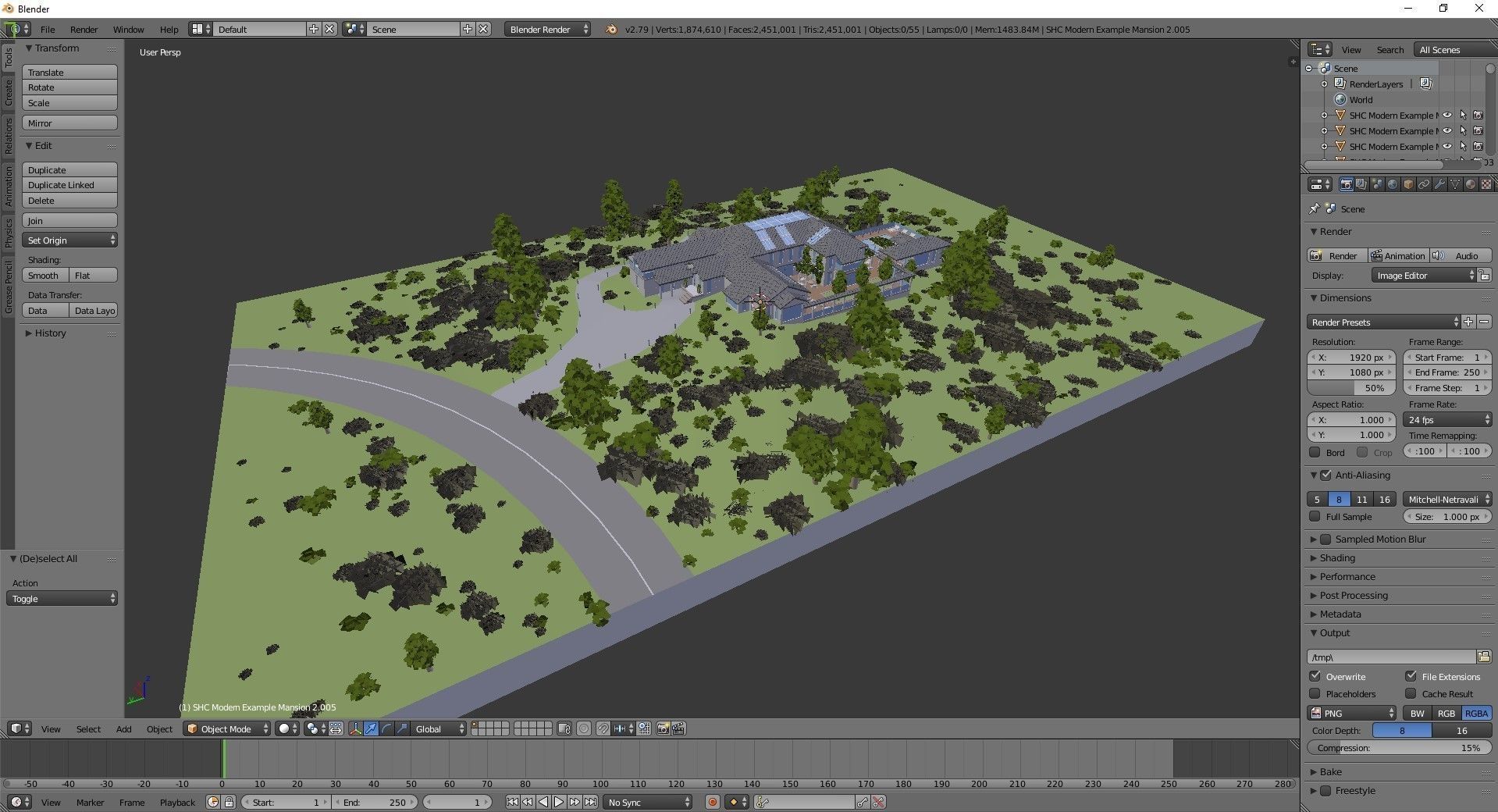 Modern Mansion Complete Modular Asset Kit Low-poly 3D model_24