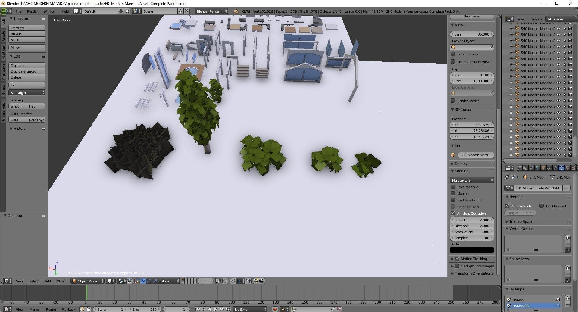 Modern Mansion Complete Modular Asset Kit Low-poly 3D model_11