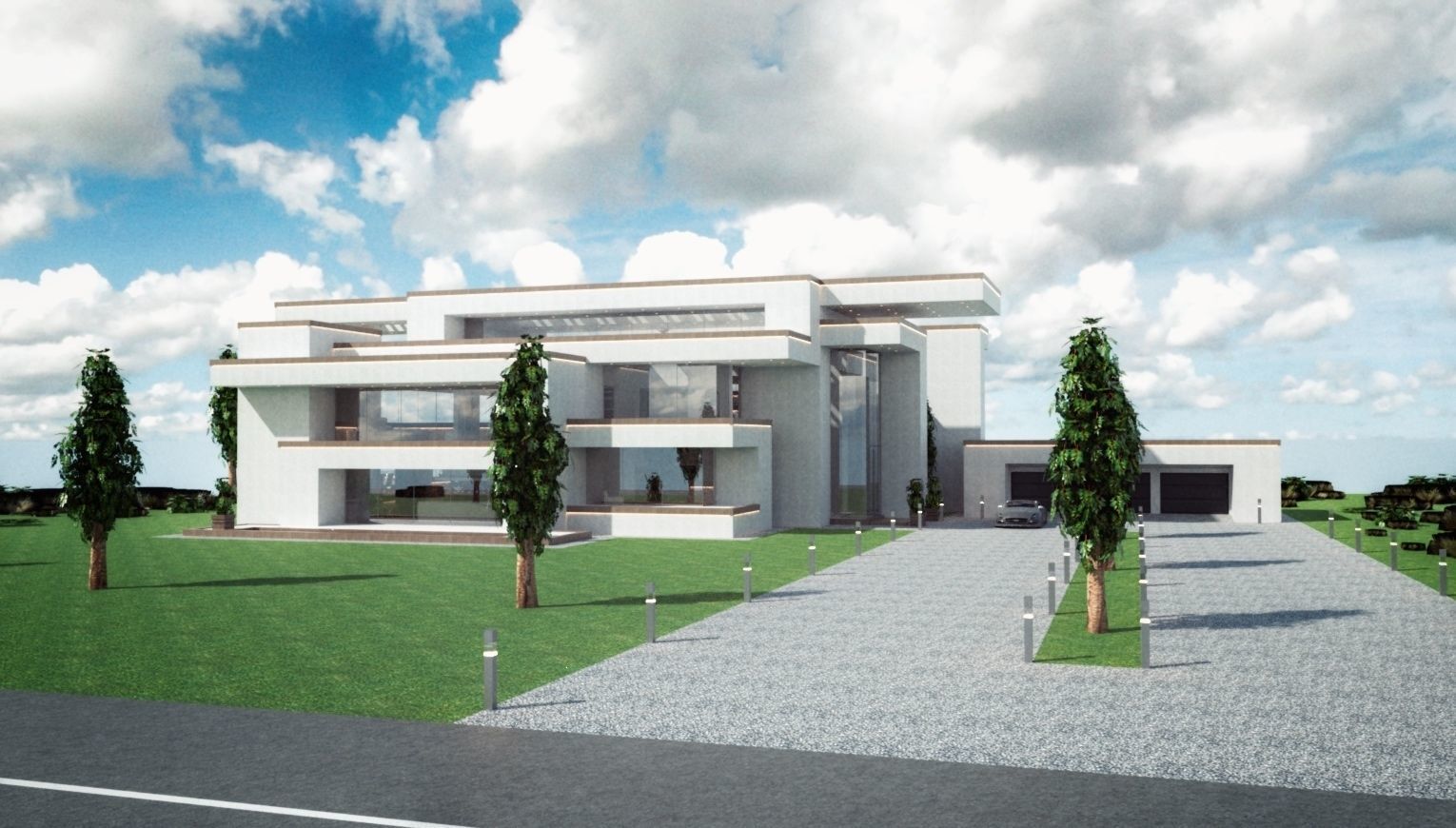 Modern Mansion Complete Modular Asset Kit Low-poly 3D model_13