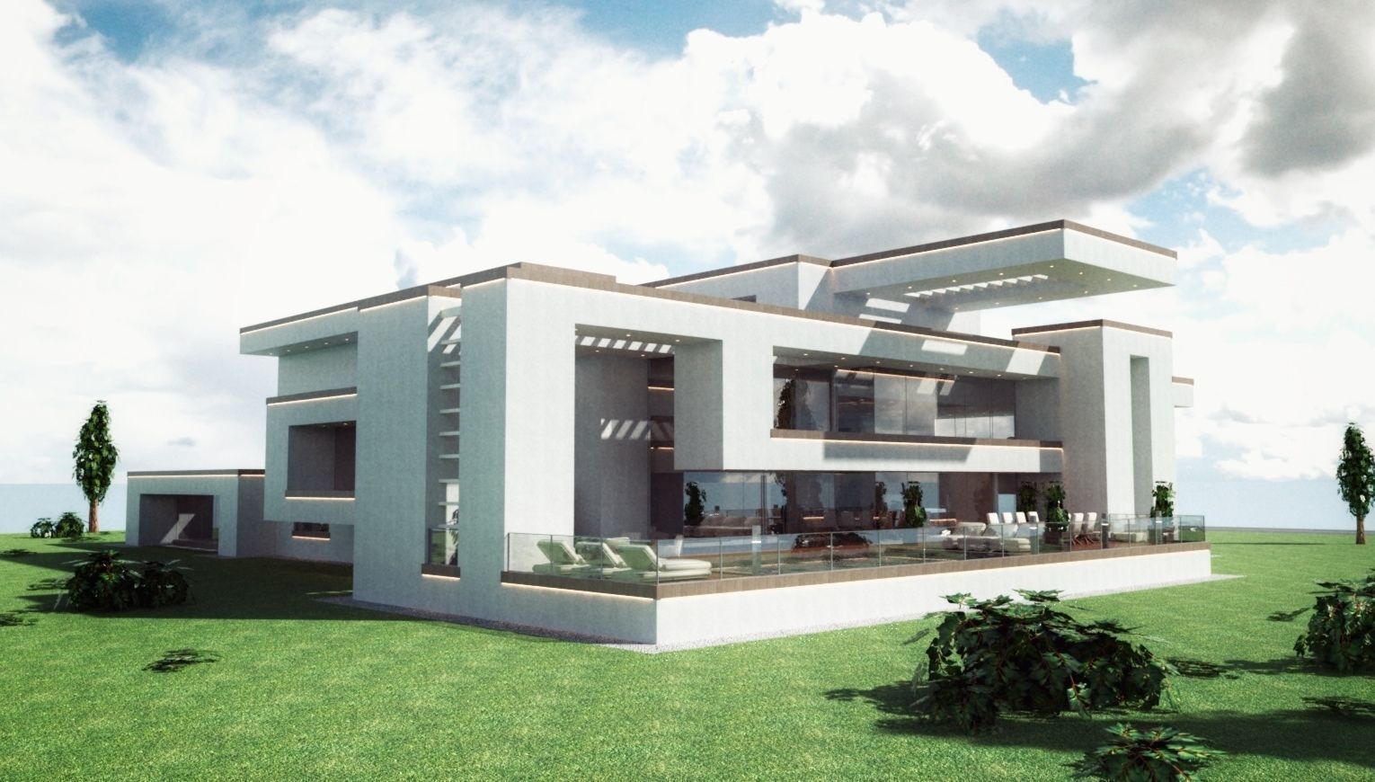 Modern Mansion Complete Modular Asset Kit Low-poly 3D model_1