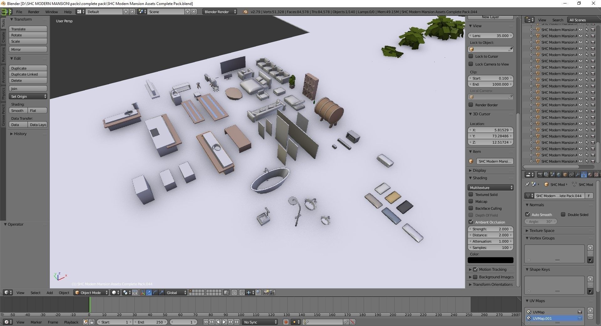 Modern Mansion Complete Modular Asset Kit Low-poly 3D model_8