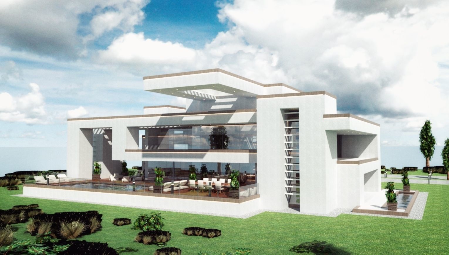 Modern Mansion Complete Modular Asset Kit Low-poly 3D model_4